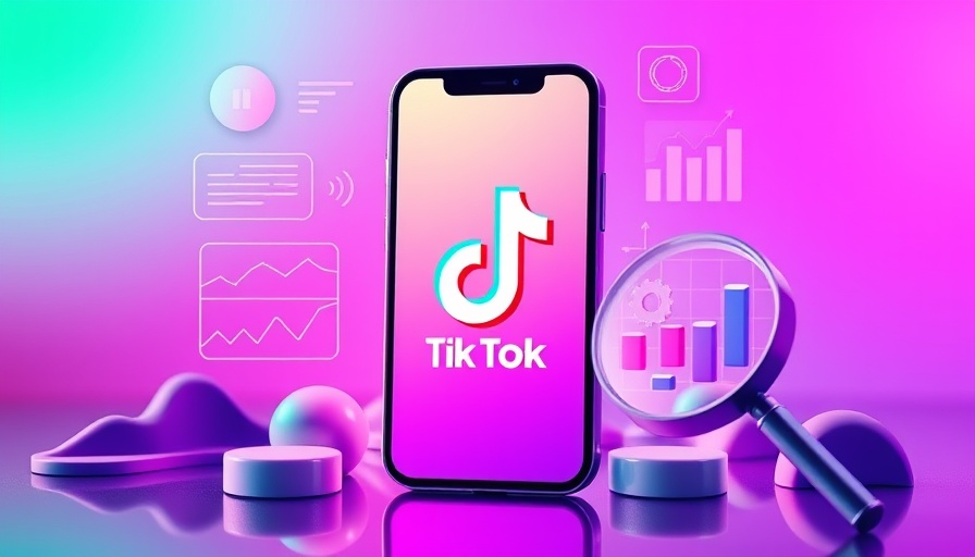 Abstract TikTok SEO illustration with smartphone and digital icons.