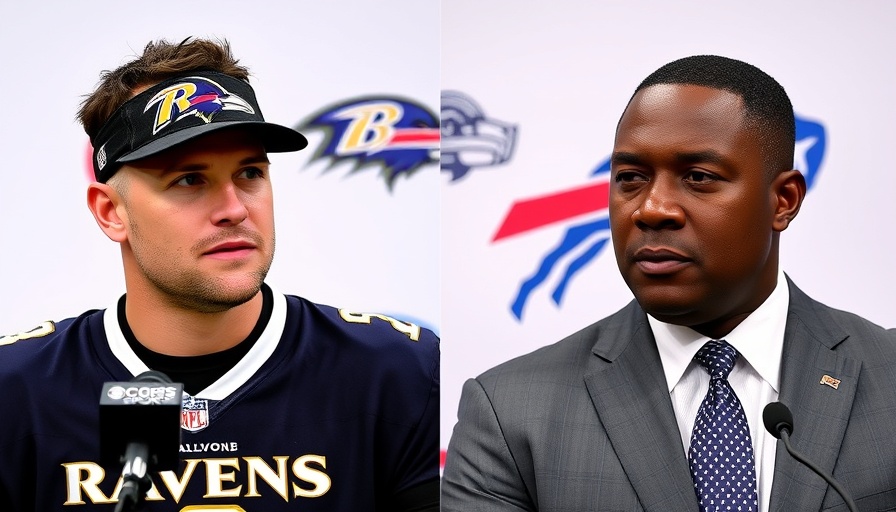 2025 NFL Draft press conference with sports logos and speakers.