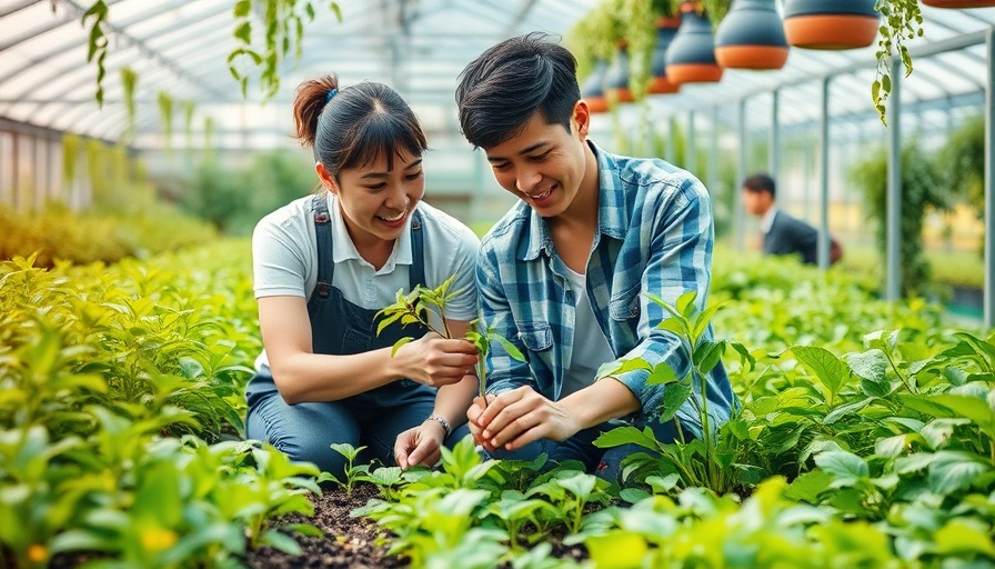 People gardening in a greenhouse, enjoying Wisconsin family activities.