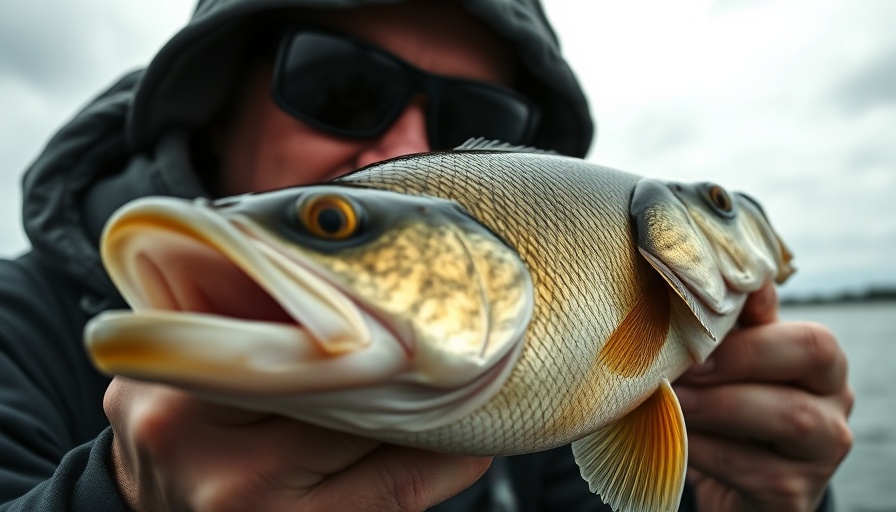 Wisconsin fishing spots showcase with a fisherman and walleye.