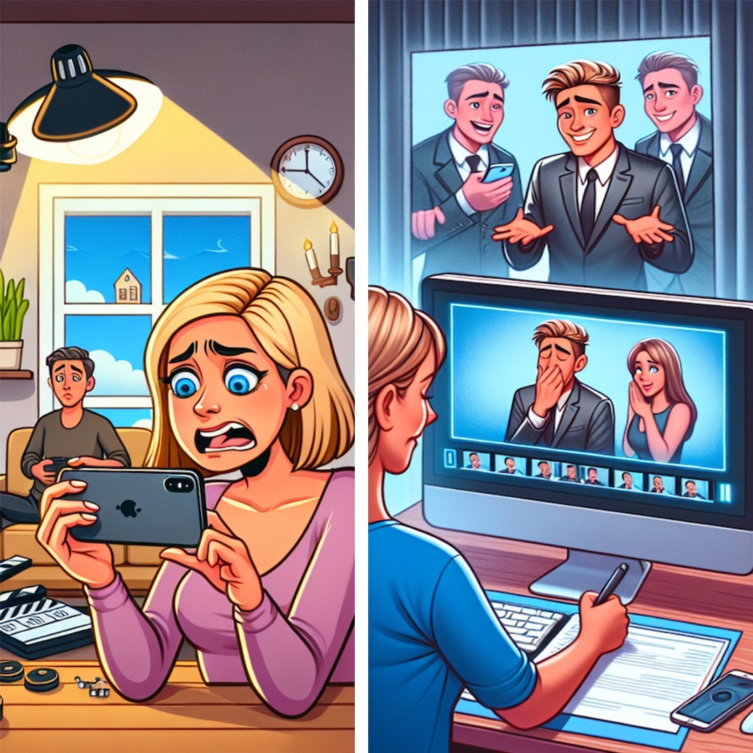 image comparing a low-quality DIY video experience with a high quality professional video production studio experience