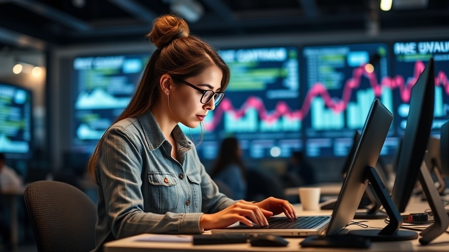 Female digital marketer conducting link acquisition outreach strategies.
