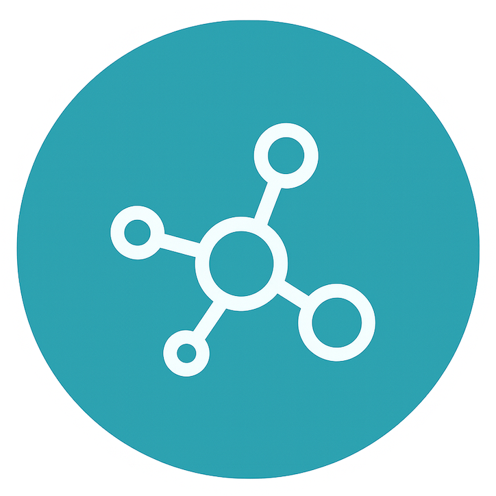 icon for hormonal health.Teal circle with hormone molecule