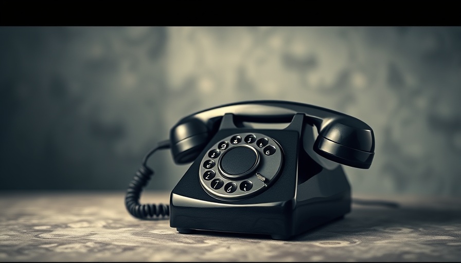 Monochrome vintage rotary phone on blurred background.