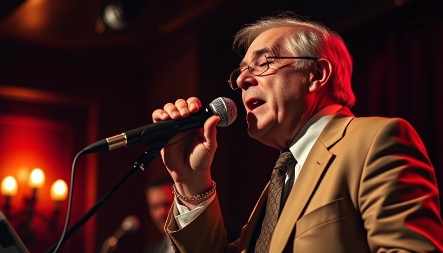 Distinguished musician performing in jazz club, warm lighting.