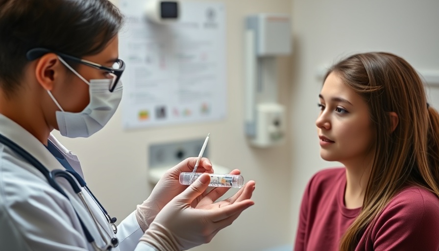 Healthcare provider with cervical cancer screening tools, short-interval HPV retesting context.