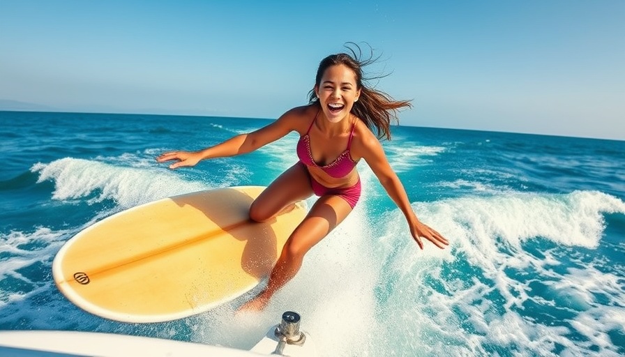 Youngest surfer Championship Tour qualification, jumping off boat.