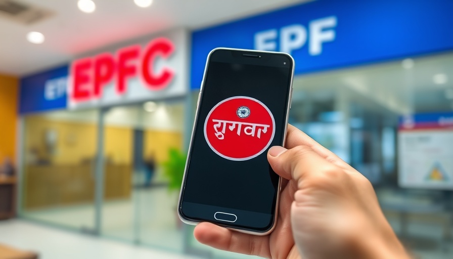 EPF part withdrawals: Smartphone showing EPFO logo in office.