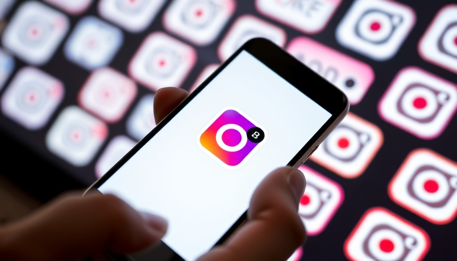 Smartphone displaying Instagram logo, modern digital theme.