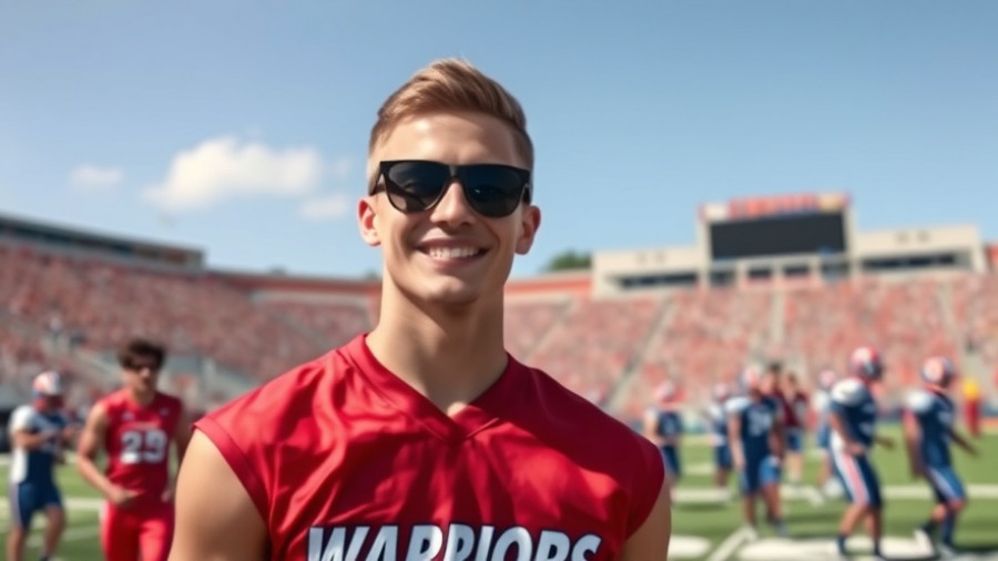 Athlete at Orange County Cross Country Championships, smiling on field.