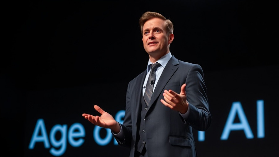 Executive speaking on stage about AI, Satya Nadella's compensation strategies