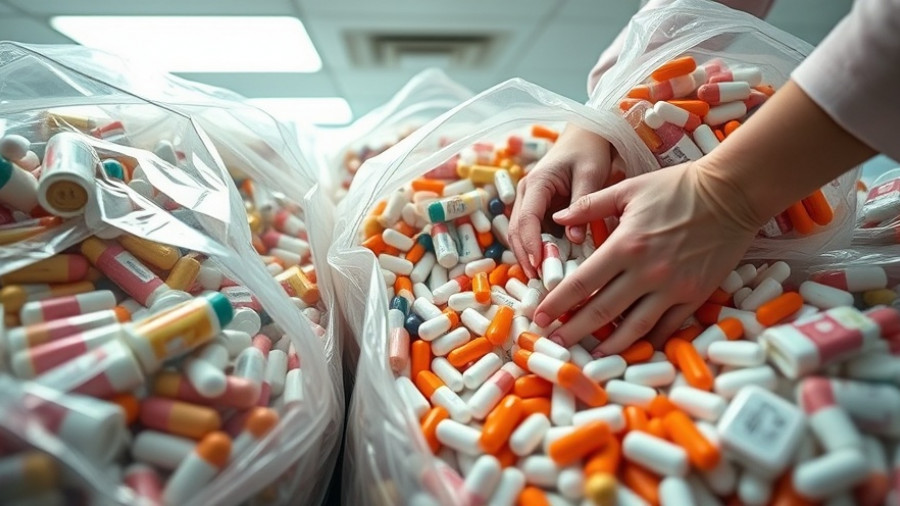 Assorted pills in bags during National DEA Take Back Day event.