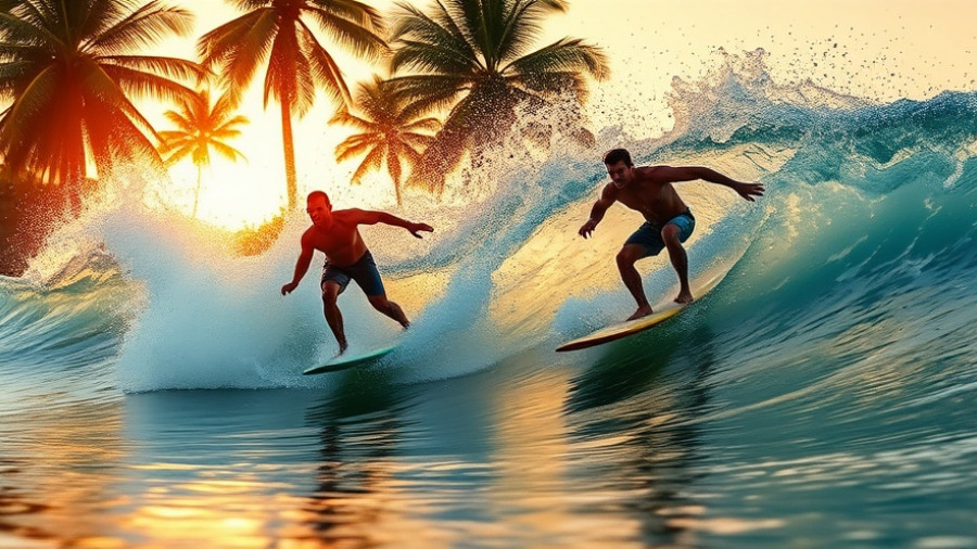 Surfers demonstrate balance and agility, depicting the role of ego in surfing.