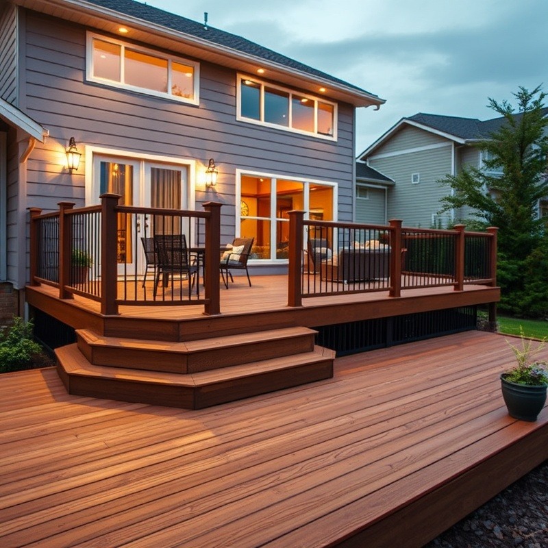 Group of people on Trex decking at a trade show exhibition.