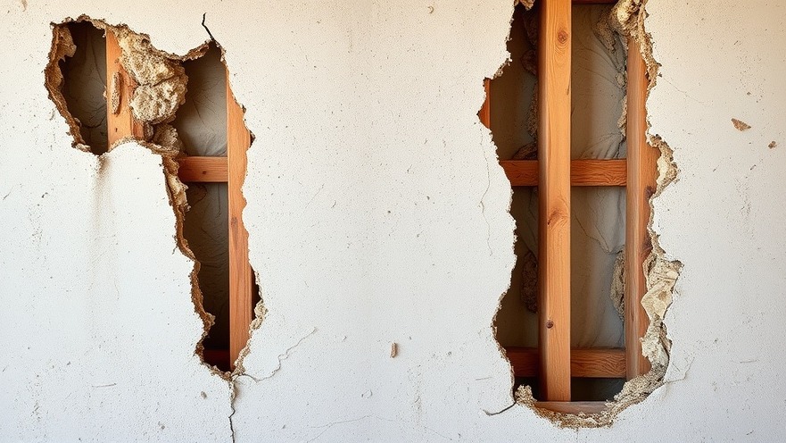 Stucco Problems: Exposed decay in wall.