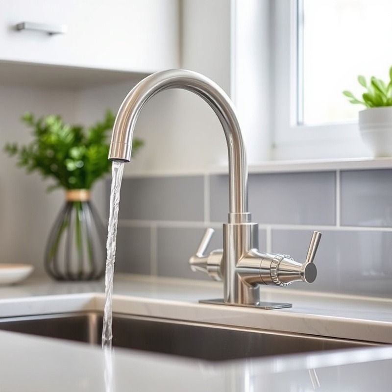 Diagram of kitchen faucet selection factors including design and quality.