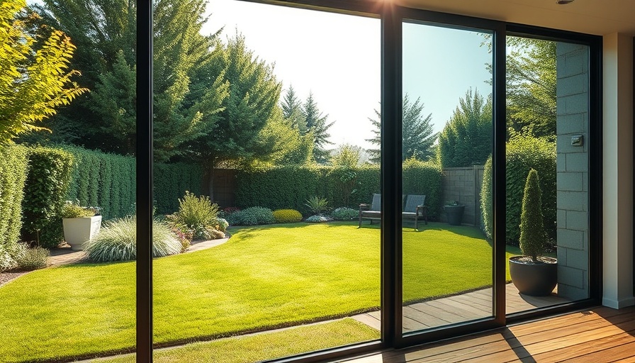 Elegant glass garden screens on a modern patio in green garden.