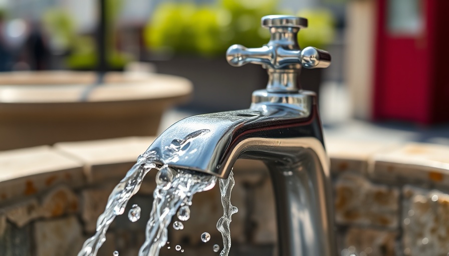 Flowing outdoor faucet highlighting clogged faucet cartridge cleaning benefits.