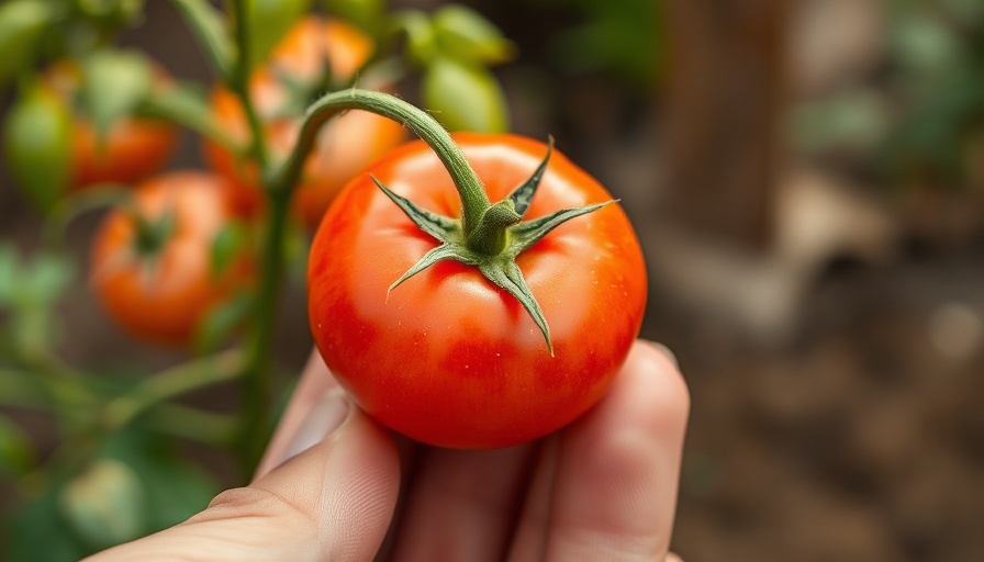 Close-up of a vibrant tomato seedling in hand, tomato gardening.