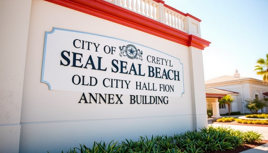 Outdoor policy Seal Beach sign of annex building