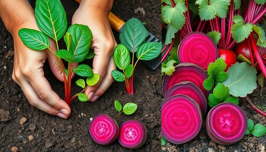 Educational collage on growing beets, seed to harvest.