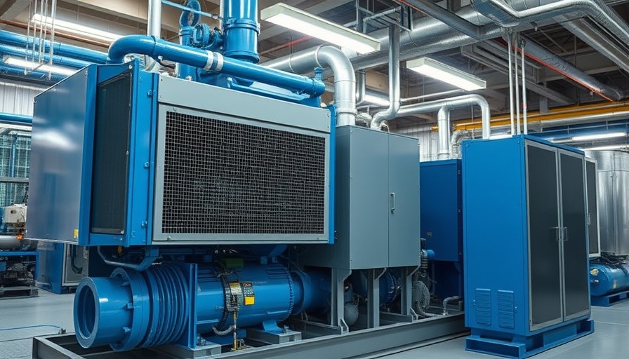 Industrial chiller system showcasing propane efficiency in factory.