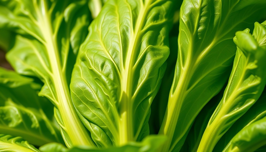 Growing bok choy close-up of fresh green leaves.