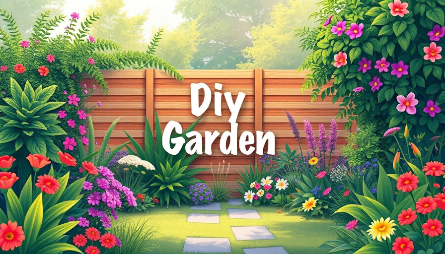 Illustration of DIY privacy screens in a garden setting, colorful designs.