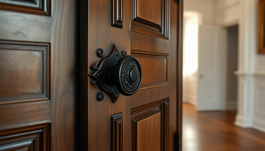 Elegant Victorian doors with intricate design and hardware.