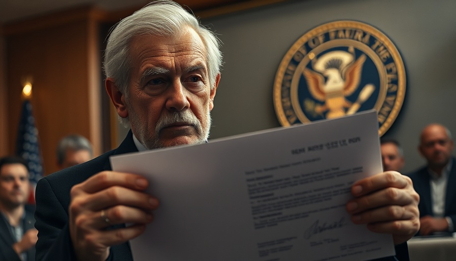 Elderly man at political event holding signed document related to DBE programs.