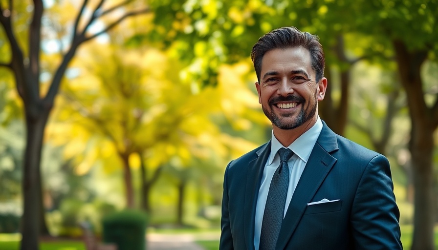 Man in a suit standing in a park representing 36th State Senate District.