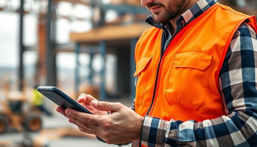 Construction worker with tablet for contech funding