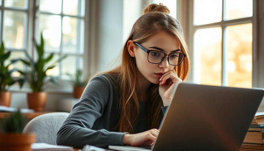 Young woman working on nonresident income tax at home