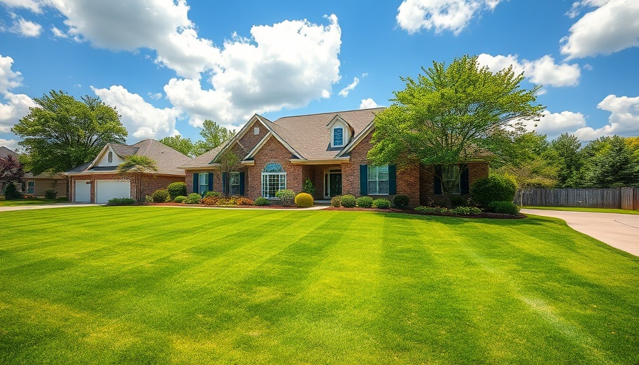 Suburban home with well-maintained green lawn for summer lawn care.