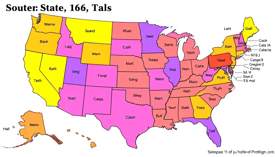 Colorful U.S. map displaying state sales tax rates.