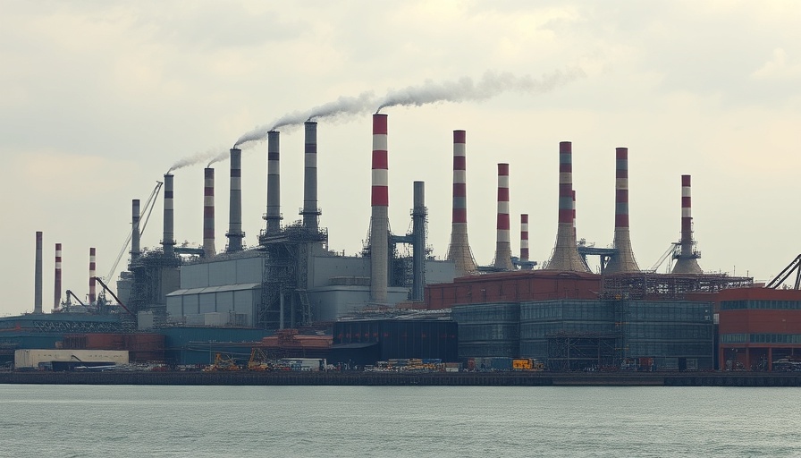 Modern low carbon steelworks facility near water.
