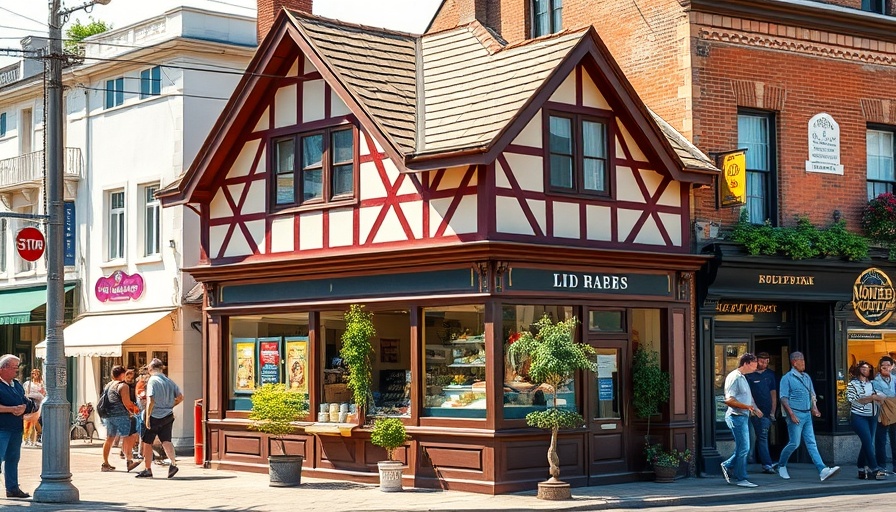 Quaint detached shop with vintage charm in bustling town.