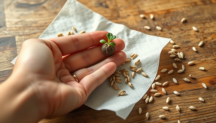 Start seeds in a paper towel, seed sprouting demonstration, natural lighting.