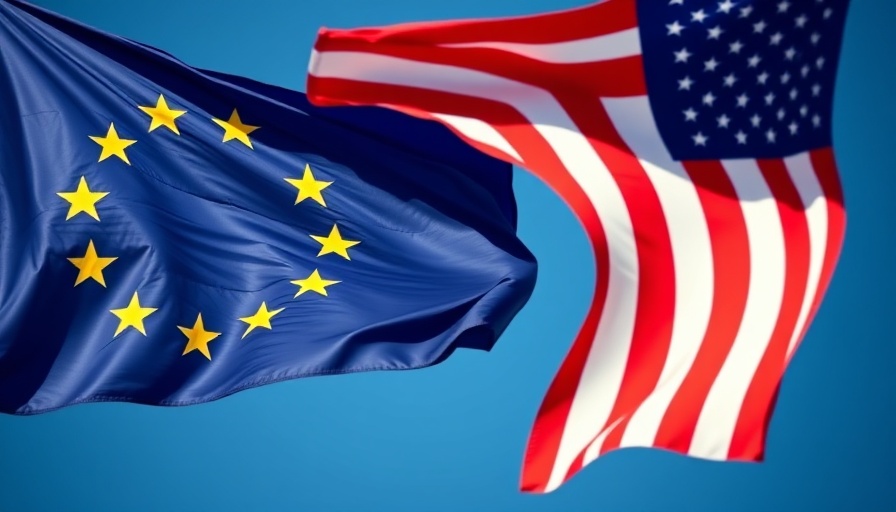 European Union and US flags symbolizing European VAT and US exports.