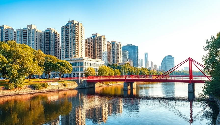 GRAHAM wins £100m deal, showcasing modern cityscape with tall buildings and river.