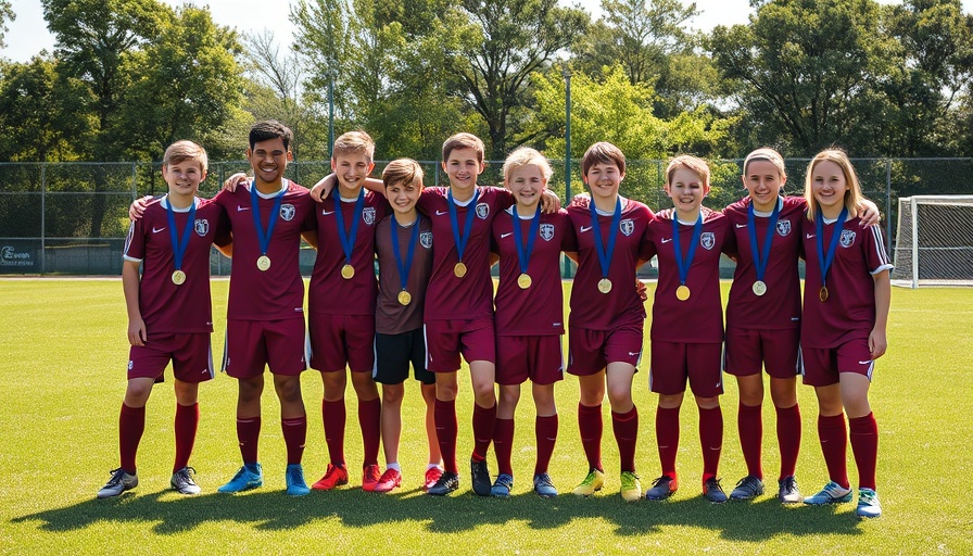 Heatwave soccer team celebrating semifinals achievement on sunny field.