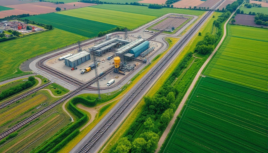 Aerial view of railway tracks and industrial site for Network Rail case.