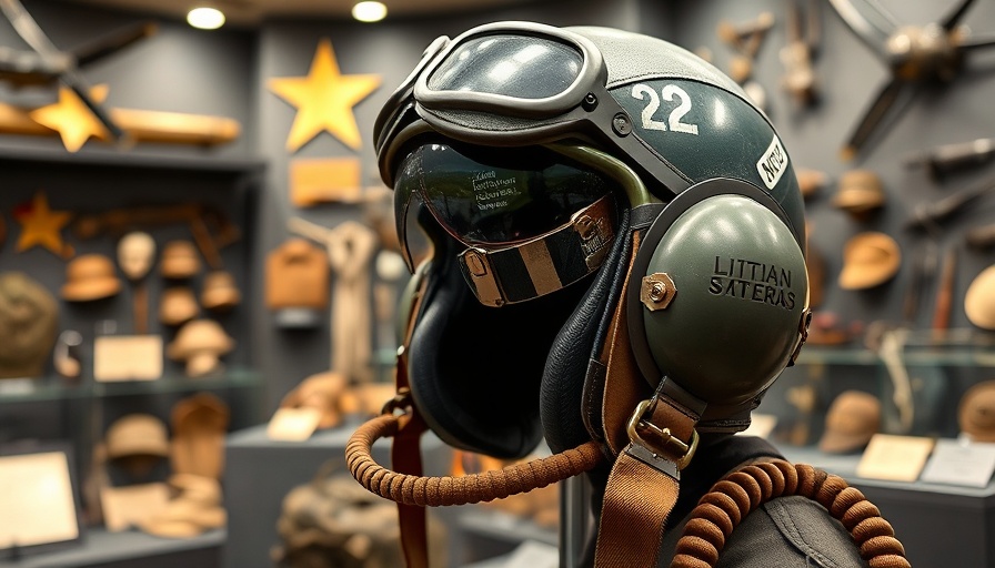 Vietnam War Exhibit featuring pilot helmet and artifacts.