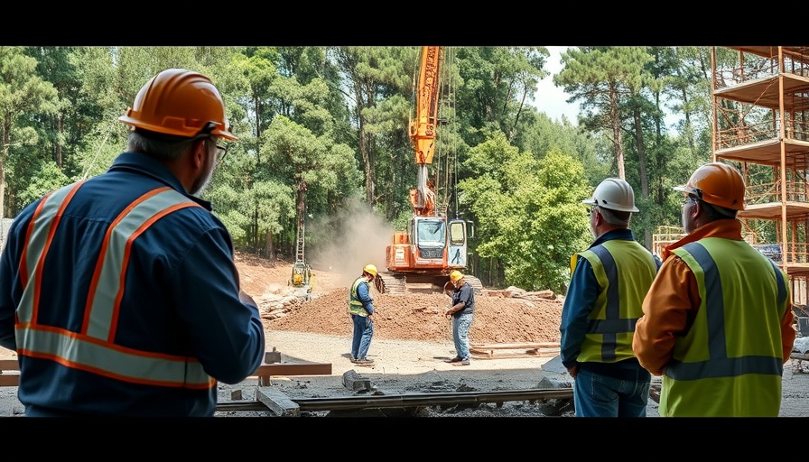 Acheson Construction workers on site, overseeing lifting operation.
