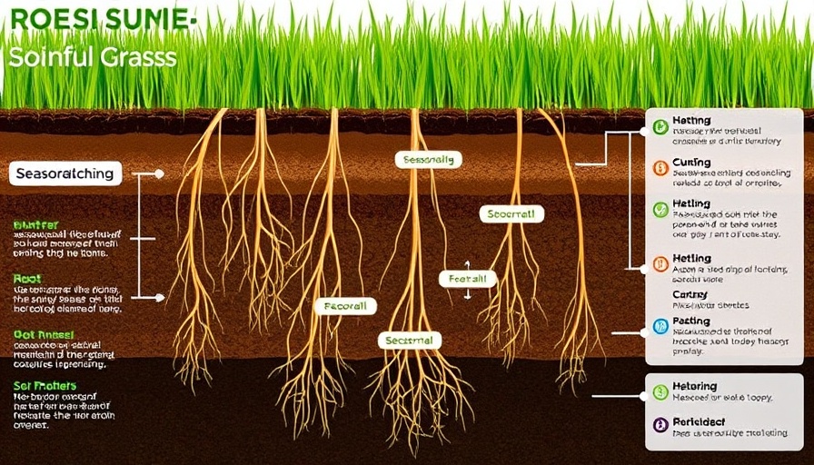 Diagram of seasonal grass growth showing when to dethatch lawn.