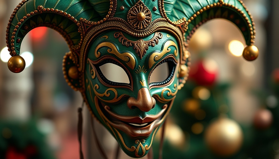 Ornate Mardi Gras mask at celebrations in Southern California