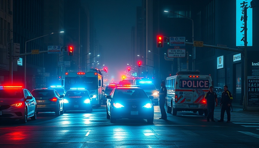 Huntington Beach traffic collision scene with police officers and vehicles.