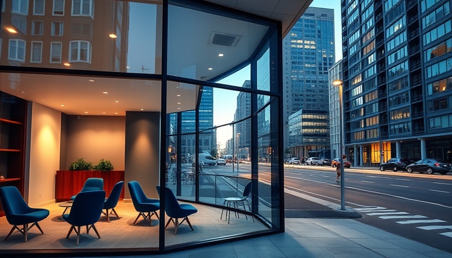 Exterior view of modern office for power generation display.