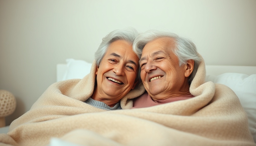 Elderly couple enjoying intimacy without intercourse under a blanket.