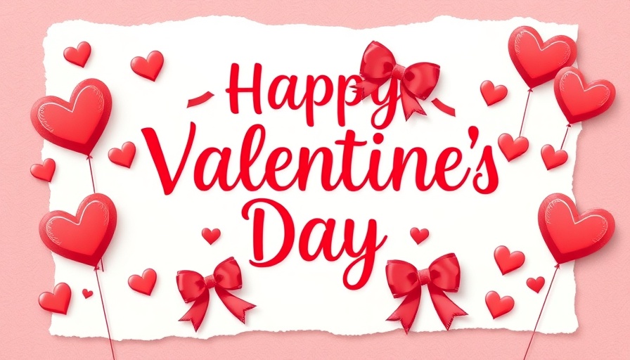 Valentine's Day card with hearts and bows for seniors' celebration.